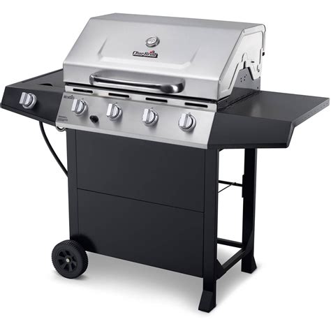 char broil 4 burner stainless steel gas grill with cabinet|Char-Broil side burner griddle.